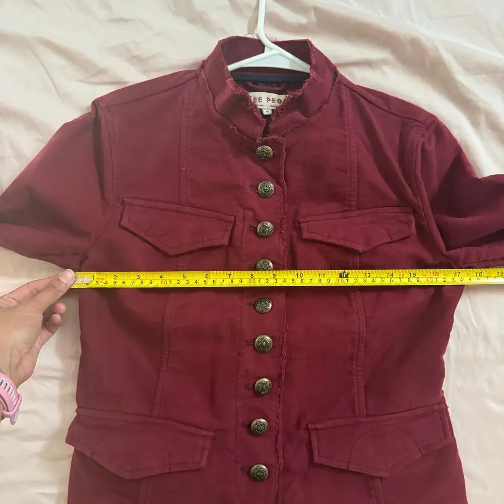 Free people Red Ella women’s utility‎ Jacket military style size XS - Picture 11 of 12